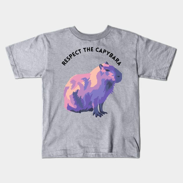 Respect The Capybara Kids T-Shirt by Slightly Unhinged